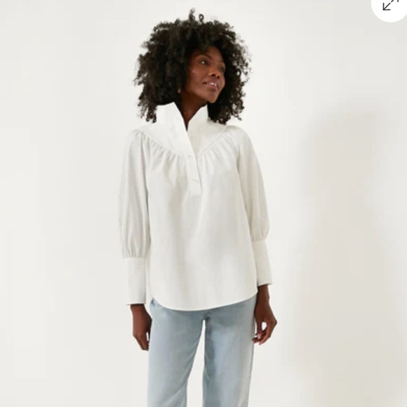 Tuckernuck white poplin Corrigan Blouse buttons size medium - Picture 1 of 10
